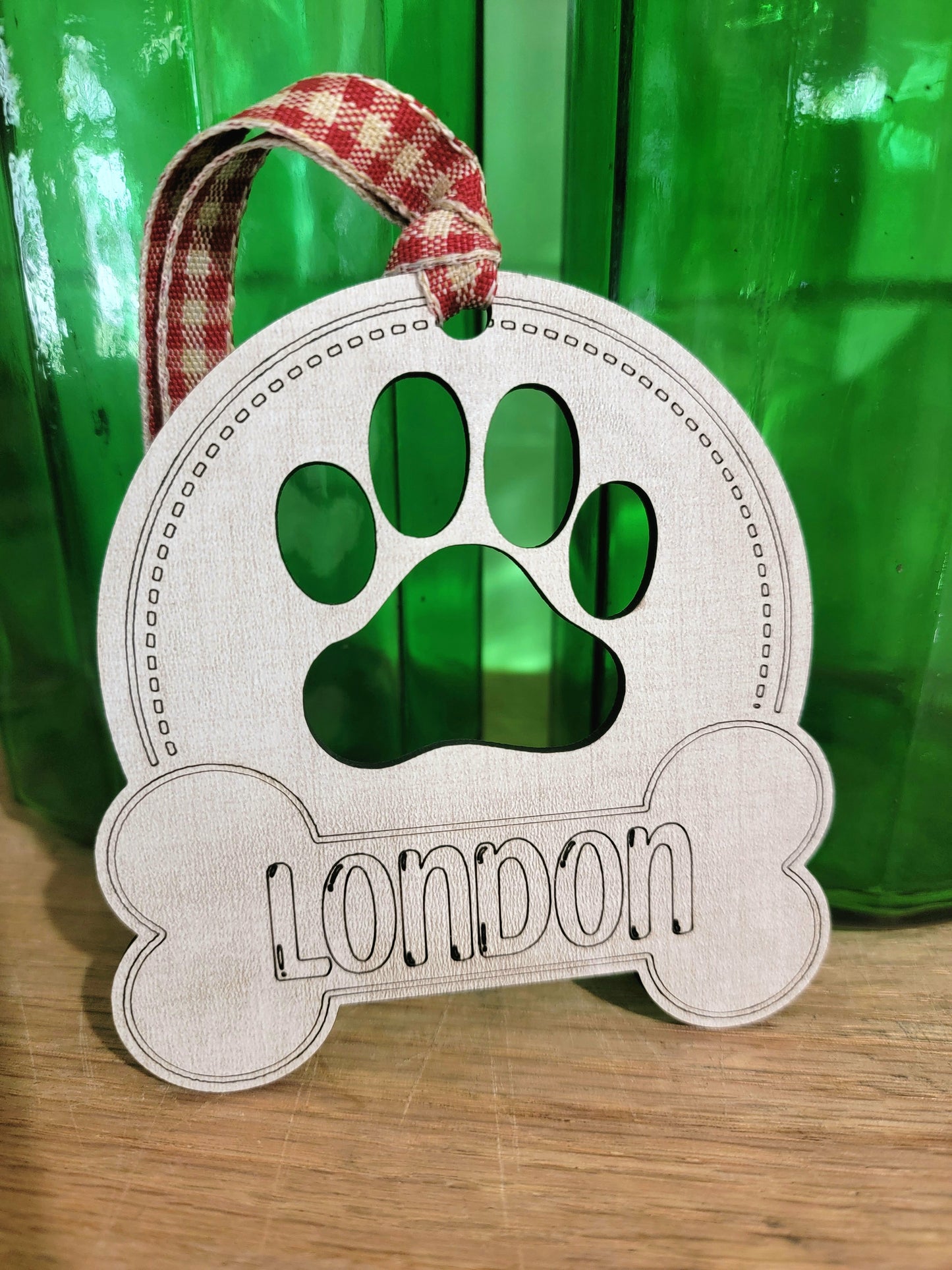 Dog Ornament, Stocking Tag, Linen