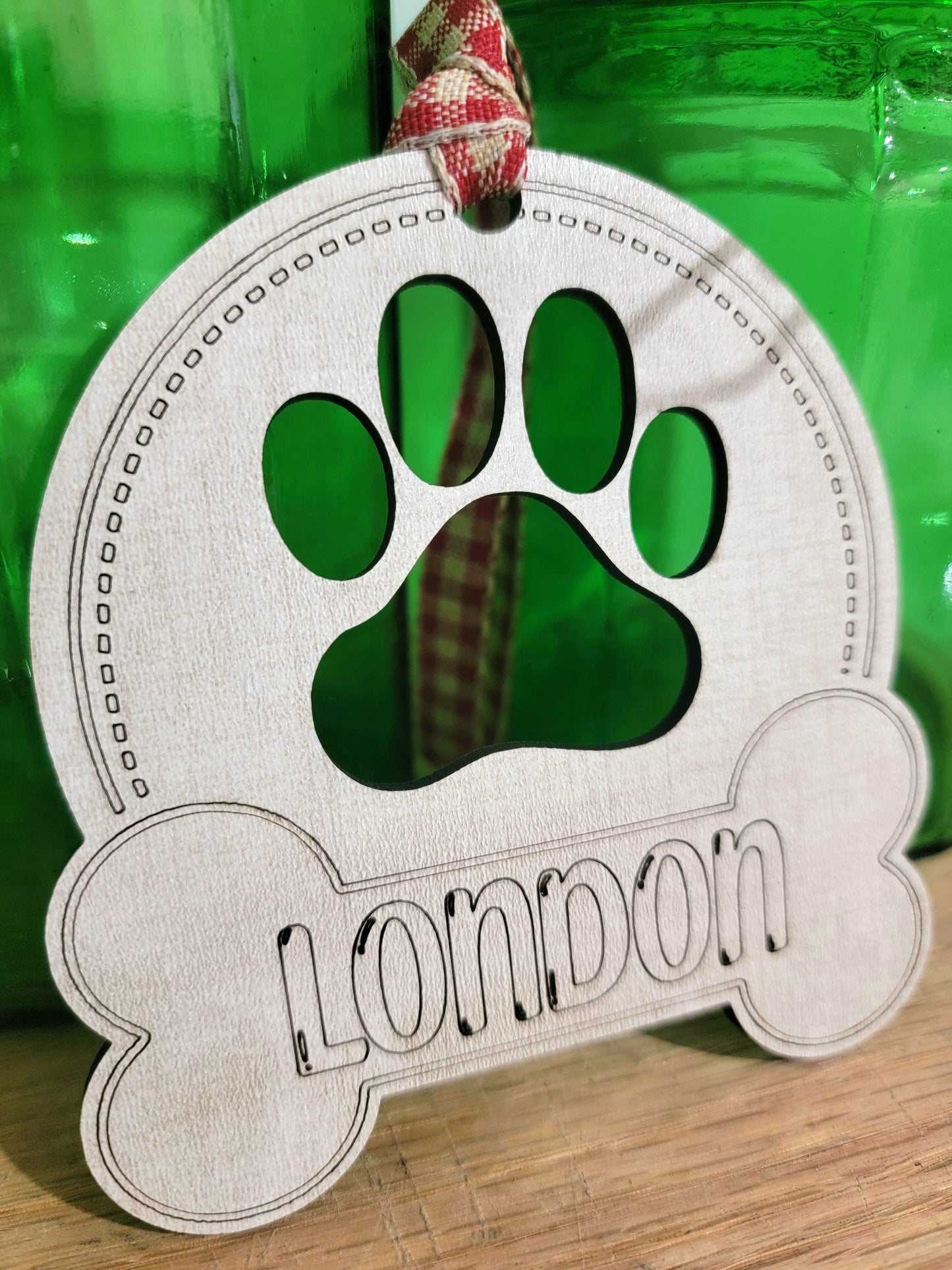 Dog Ornament, Stocking Tag, Linen